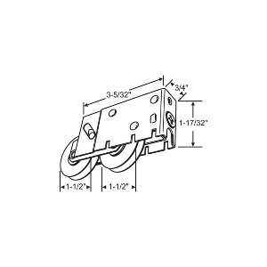 Brixwell 9-375 Patio Door Roller Tandem 1-1/2 Steel Wheels - 1 of 3