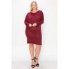 Slickblue Sophisticated Draped Neck Long Sleeve Dress, Plus Size, Banded Hem, Burgundy/Black/Teal/Heather Blue, Size 1XL-3XL - 2 of 4
