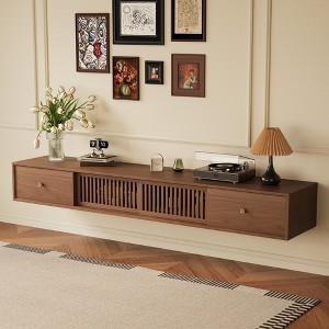 Luck Live Modern Wall-Mounted TV Stand, 78.7" Large Floating TV Console with Grid Sliding Doors & Double Drawers for Storage - 1 of 4