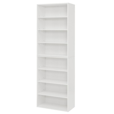 Vynxaria CD/DVD Storage Cabinet Bookcase - 8-Layer with 6 Adjustable Shelves, Detachable into 2 4-Layer Racks, for Home/Office,White