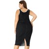 Agnes Orinda Women's Plus Size Denim Back Vent Raw Hem Bodycon Dresses - 4 of 4