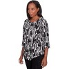 Alfred Dunner Womens Vertical Geometric Top With Necklace - 3 of 4