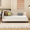 MAYEERTY Full Size L-Shaped Linen Daybed, Solid Wood Legs, Bedroom, Gray - 2 of 4