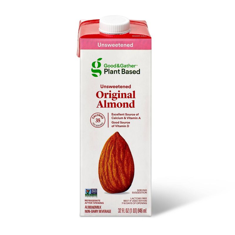 Unsweetened Almond Milk - 32oz - Good &#38; Gather&#8482;, 1 of 4