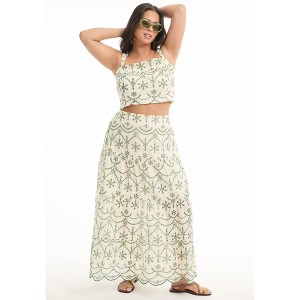 June + Vie by Roaman's Women's Plus Size Cropped Smocked Tank Top - 1 of 4