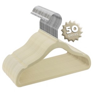 Elama Home 50 Piece Kids Non-Slip Velvet Cloths Hangers with Notched Shoulders - 1 of 4