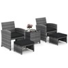 Costway 5 Pieces Patio Furniture Set PE Wicker Outdoor Lounge Chairs with 2 Ottomans Black/Gray/Navy/Red/Turquoise/White - 2 of 4
