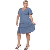 Plus Size Short Sleeve V-neck Tiered Midi Dress - 2 of 4
