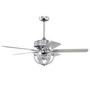 Warehouse Of Tiffany Santana 52" Chrome Polished Finish Mid-Century Style Ceiling Crystal Fan with Remote Control - 1 of 2