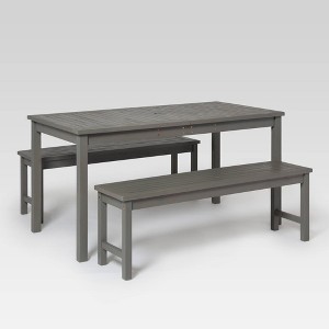 3pc Acacia Wood Simple Patio Dining Set - Saracina Home - 1 of 4