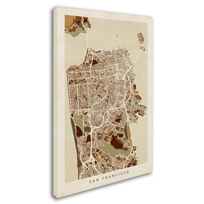 Trademark Fine Art -Michael Tompsett 'San Francisco City Street Map' Canvas Art