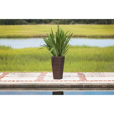 Mocha Tall Resin Wicker All-Weather Planter Set