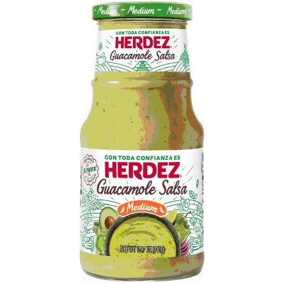 HERDEZ Guacamole Salsa Medium, Tortilla Chip Dip, Shelf Stable, 15.7 oz Glass Jar (Pack of 3)