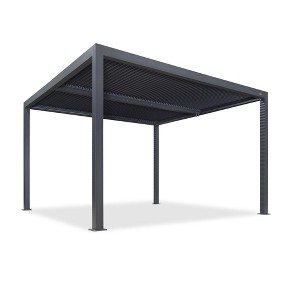 PURPLE LEAF Louvered Pergola Outdoor Aluminum Pergola with Adjustable Roof for Deck Backyard Garden Grey Hardtop Gazebo - 1 of 4