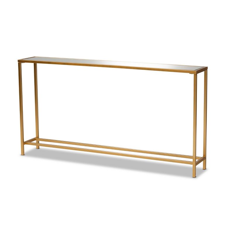 Alessa Glam Metal and Mirrored Glass Console Table Gold - Baxton Studio, 1 of 9