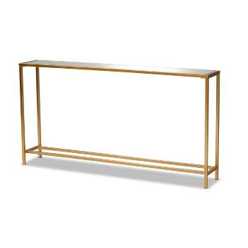 Alessa Glam Metal and Mirrored Glass Console Table Gold - Baxton Studio