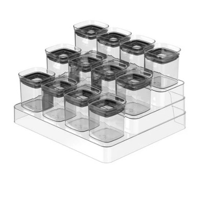 3 Tier Spice Rack Organizer with Airtight Spice Jars 5oz, 13 Piece Clear Spice Holder and Seasoning Organizer for Countertop, Cabinet, Kitchen, Pantry