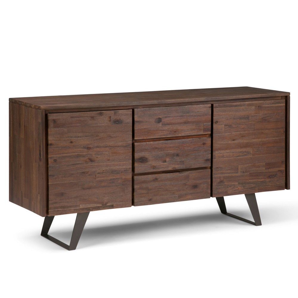Photos - Storage Сabinet 60" Mitchell Solid Acacia Wood Sideboard Buffet Distressed Charcoal Brown