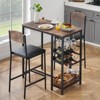 Whizmax Bar Table Set for 2 with Footrest, Kitchen Dining Table with 2 Upholstered Chairs, Small Space Counter Height Barstools for Counter Bar - 3 of 4