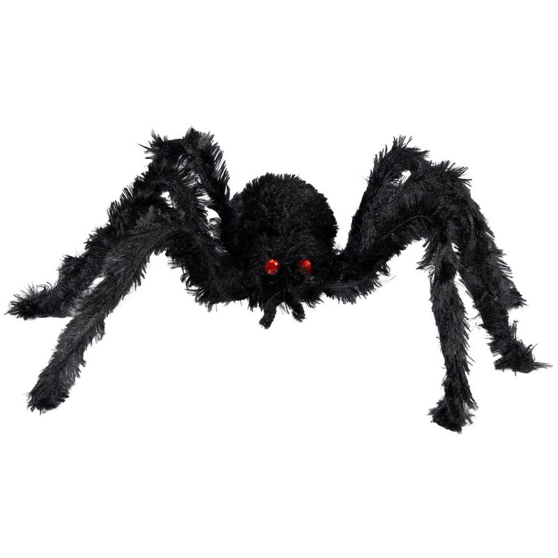 Northlight 27.5" Fuzzy Spider with Red Eyes Halloween Decoration, 1 of 8