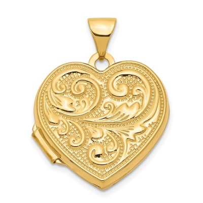 Black Bow Jewelry 14k Yellow Gold 18mm Love You Always Scroll Heart Locket