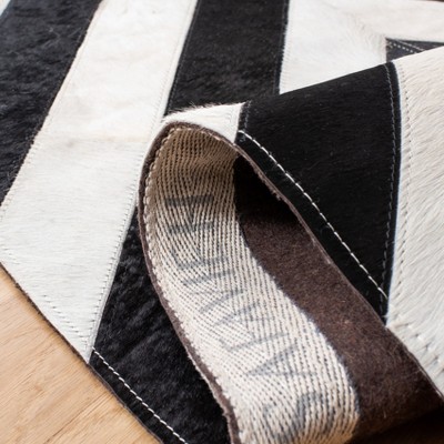 Handmade Black Geometric Cowhide Area Rug 3' x 5'
