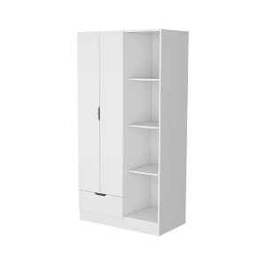 TIRAMISUBEST White Cimarron 2-Door Armoire with Open Compartment White - Four Roomy Storage Shelves (15.9"H x 14.3"W) - 1 of 4
