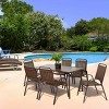 Outdoor Dining Set, Dining Table with Steel Tabletop and Umbrella Hole, 7 Pcs Dining Set with Plastic Chairs and Steel Table-Coolbibila - 2 of 4