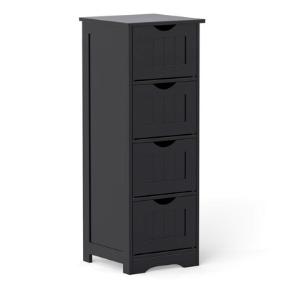 Costway 4-Drawer Bathroom Floor Cabinet Free Standing Storage Side Organizer Black/Espresso