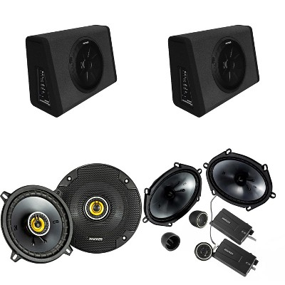 Kicker (2) 11PT250 Powered Sub Enclosure & 46CSS684 6x8" Component, 46CSC54 5.25" Bundle