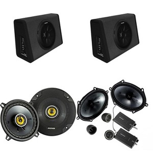 Kicker (2) 11PT250 Powered Sub Enclosure & 46CSS684 6x8" Component, 46CSC54 5.25" Bundle - 1 of 4