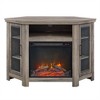 48" Corner Fireplace TV Stand with Faux Log Display, Glass Doors, and Storage for TVs up to 55" for Living Room and Bedroom - 2 of 4