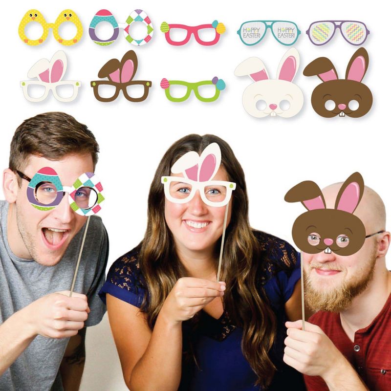 Big Dot of Happiness Hippity Hoppity Glasses & Masks - Paper Card Stock Easter Bunny Party Photo Booth Props Kit - 10 Count, 2 of 6