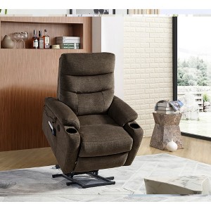 Electric Power Lift Recliner Chair Sofa with Massage and Heat for Elderly, 3 Positions, 2 Side Pockets and Cup Holders, USB Ports - 1 of 4