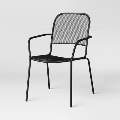 Metal Mesh Stackable Patio Dining Chair Black - Room Essentials™