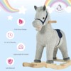 Vynxaria Kids Rocking Horse for Toddler 3-5, Plush Ride on Horse Wooden Rocker,Gray - 4 of 4