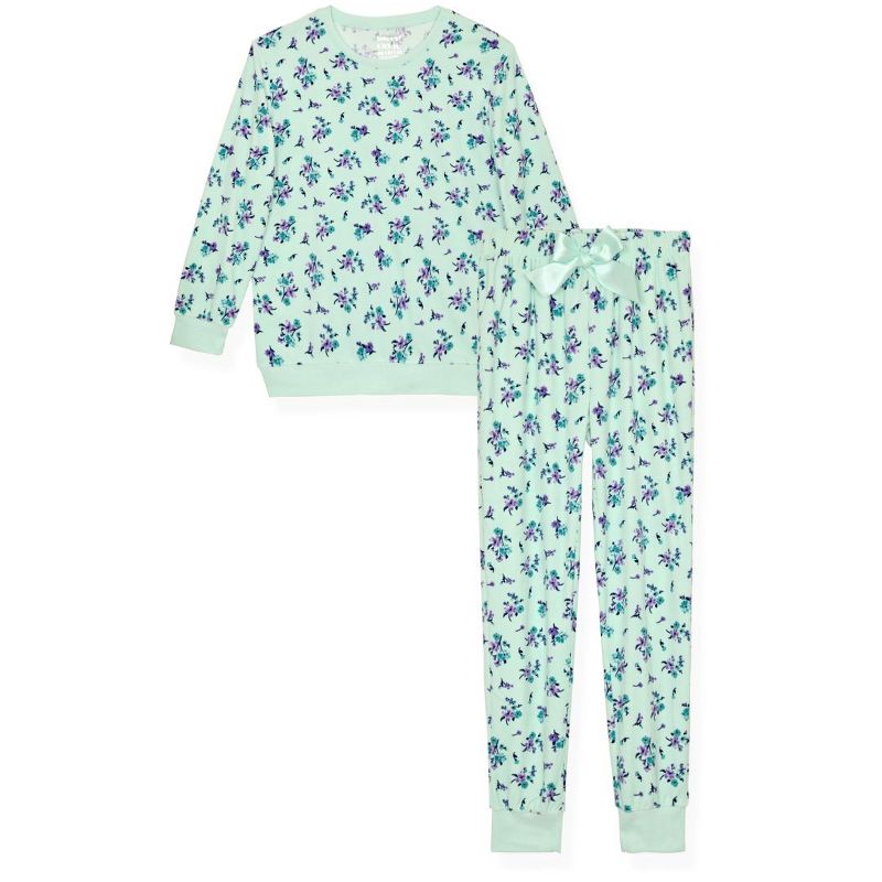 Sleep On It Girls 2-Piece Velour Pajama Pant Sleep Set, 1 of 7