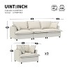 3PC Sofa Set, Modular Chenille Upholstered Sectional Sofa, 3 Seater Sofa with Armchair & Movable Ottoman, 5 Seat Indoor Furniture Set - ModernLuxe - 2 of 4