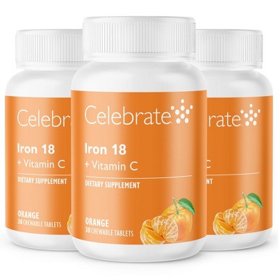 Iron 18 mg + Vitamin C Chewable Tablets, Orange  90
