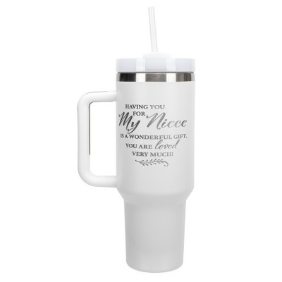Elanze Designs My Niece Gift You Are Loved 40 oz. Stainless Steel, Large Water Bottle Coffee Mug, Spill & Leak Resistant, Thermal Travel Tumbler with