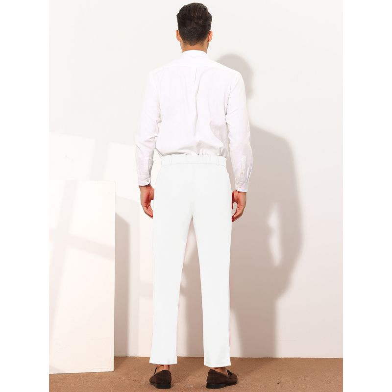 Lars Amadeus Men's Slim Fit Flat Front Solid Color Skinny Business Dress Pants, 5 of 7