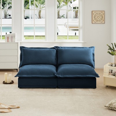 Modern Chenille Armless Sofa Set Of 2,Accent Chairs With 2 Big Back Cushions And 2 Big Pillows,Single Couch,Slipcovered Chair-Maison Boucle