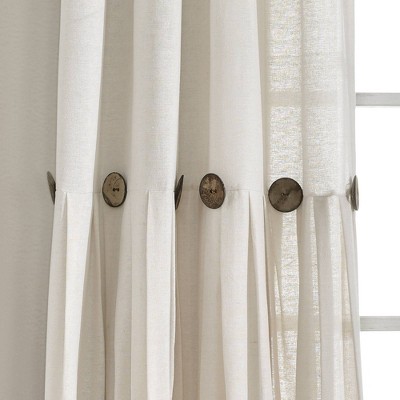 Off White Linen Blend Pleated Rod Pocket Window Panel