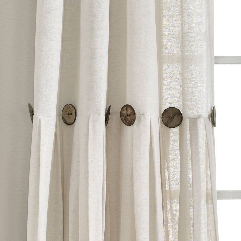 1pc Light Filtering Farmhouse Linen Button Window Curtain Panel - Lush Décor, 4 of 14