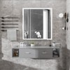Karl Home Gray Wall Mount Salon Styling Station w/2 Lockable Drawers 2 Side Open Space - 3 of 4