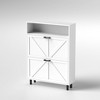 TIRAMISUBEST Antique White Farmhouse Shoe Cabinet with Barn Doors - Storage Organizer & Mobile File Cabinet - 3 of 4
