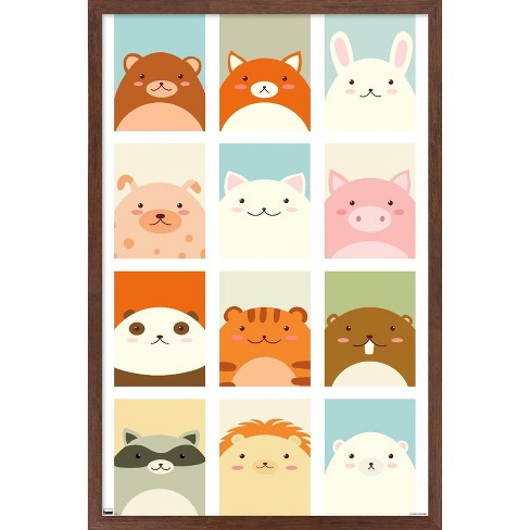 Trends International Hello Kitty and Friends - Happy Birthday Framed Wall  Poster Prints White Framed Version 22.375 x 34
