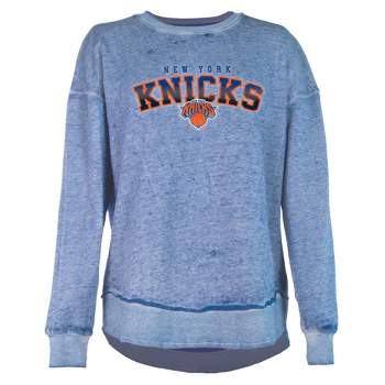 NBA New York Knicks Women's Ombre Arch Print Burnout Crew Neck Fleece Sweatshirt