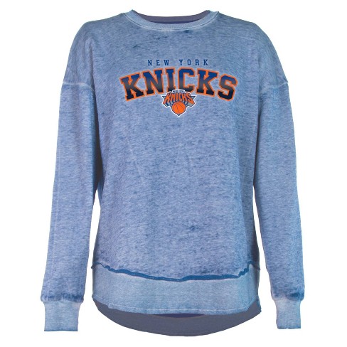 Nba New York Knicks Women's Ombre Arch Print Burnout Crew Neck Fleece  Sweatshirt : Target