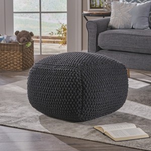 GDFStudio Joyce Modern Cotton Knit Square Indoor Pouf - 1 of 4